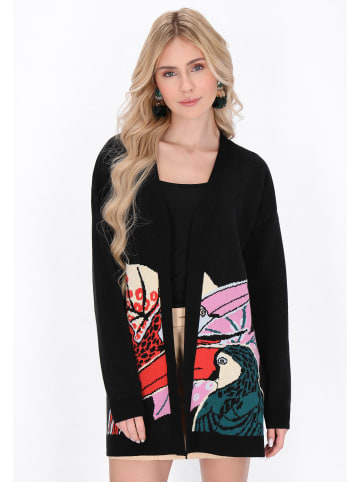 IZIA Women Cardigan in black multicolor
