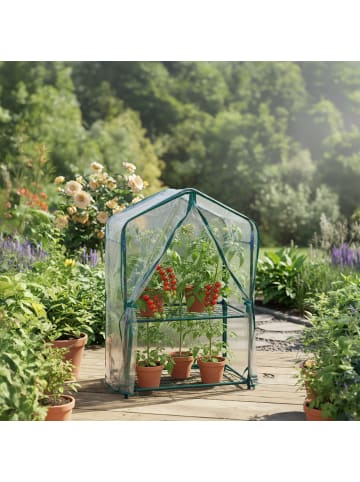relaxdays 2 x Balkongewächshaus in Grün/ Transparent - (B)59 x (H)95 x (T)39 cm