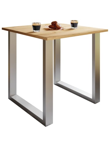 VCM Premium Holz Esstisch Küchentisch Xona U 80x80 in Silber / Honig-Eiche