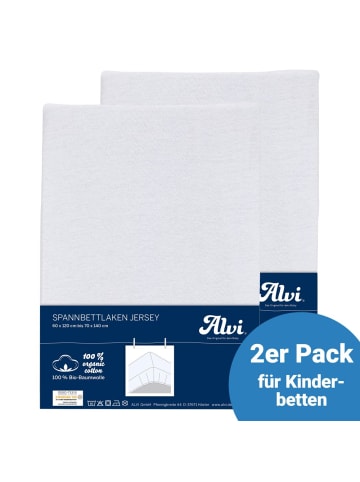 Alvi Spannbetttuch 2er Pack aus Bio-Baumwolle für in weiss