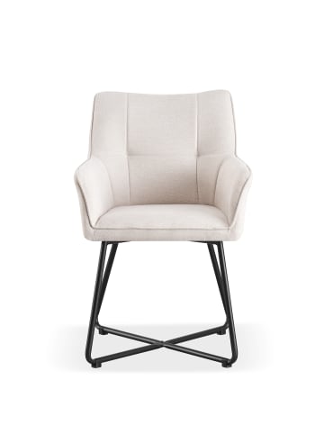B&D Home 2er-Set: Esszimmerstuhl BREIGHT in Creme - (B)56 x (H)83 x (T)59 cm