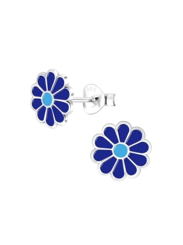 Alexander York Kinderohrstecker BLUME blau in 925 Sterling Silber, 2-tlg. in silver