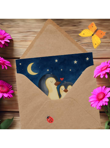 Mr. & Mrs. Panda Grußkarte Pinguine Einschlafen Design ohne Spruch in Weiß