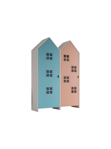 58 aufm Kessel REGALSCHRANK Set Kania 115x37x171 MDF Weiß /Bunt