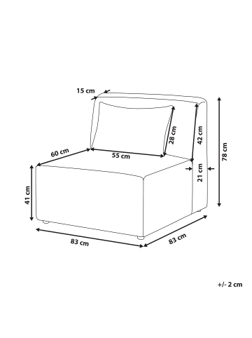 Beliani Sofaelement LEMVIG in Rot - (W) 83 x (H) 78 x (L) 83 cm