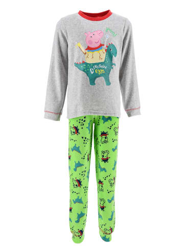 Peppa Pig 2tlg. Outfit: Schlafanzug Langarm Winter Nicki Stoff in Grau