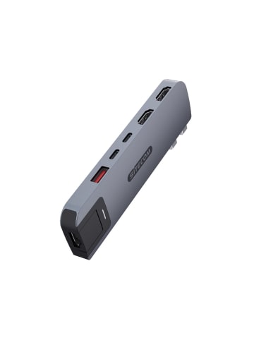 COFI 1453 Sitecom 6-in-2-Multiport-Hub für MacBook Pro Schwarz in Grau