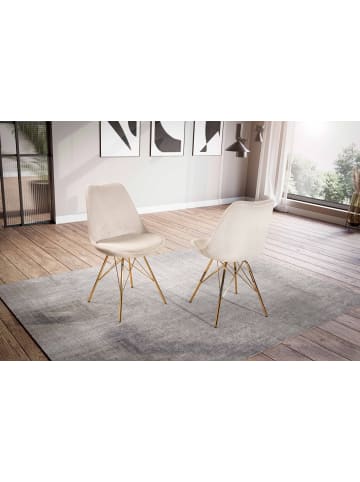 FineBuy Esszimmerstuhl in Beige / Stoff / 48x58x85