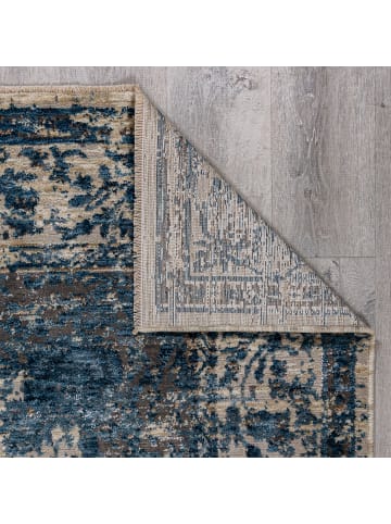 KADIMA DESIGN Teppich Kurzflor Strapazierfähig ADUR Vintage Medallion Muster Wohnlich in Blau
