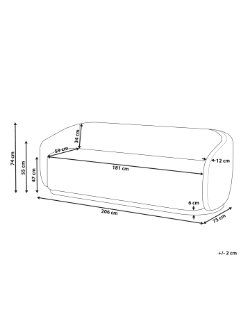 Beliani 2-Sitzer Sofa SIPO in Beige/Gold - (W) 206 x (H) 74 x (L) 75 cm