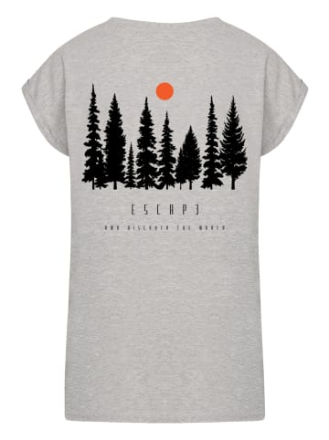 F4NT4STIC Extended Shoulder T-Shirt Escape Discover the World Forest in grau meliert