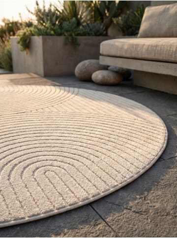 KADIMA DESIGN Kurzflorteppich Skandi 3D-Bögen Waschbar Wohnzimmer in Creme
