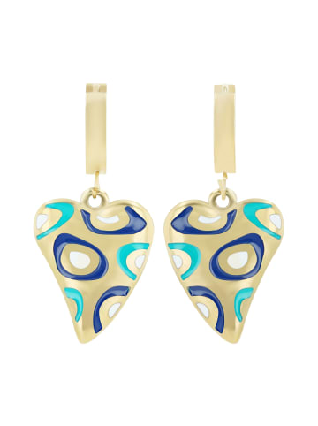 Adeliás Damen Anhänger – Herzanhänger aus Edelstahl mit Emaille in gold