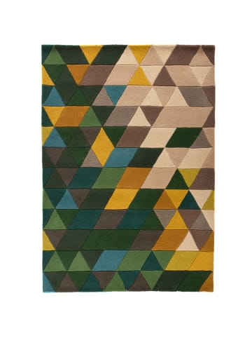 KADIMA DESIGN Luxus handgetufteter Wollteppich in Grün-Multi