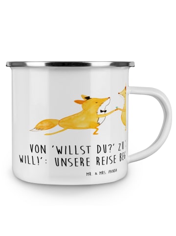 Mr. & Mrs. Panda Camping Emaille Tasse Verlobung Abenteuer mit S... in Transparent
