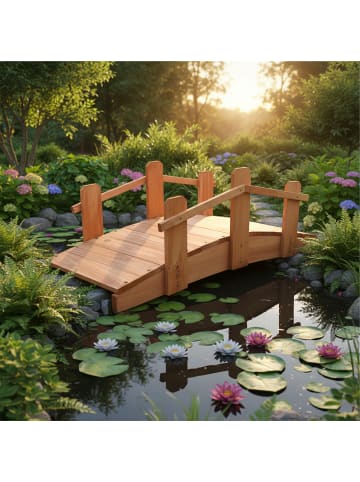 relaxdays Gartenbrücke in Orange - (B)32 x (H)25 x (T)70 cm