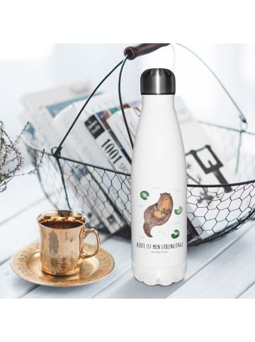 Mr. & Mrs. Panda Thermosflasche Otter Seerose mit Spruch in Weiß