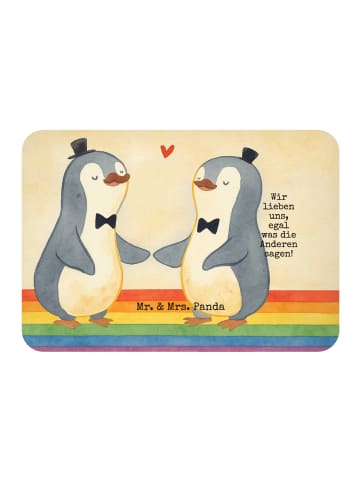 Mr. & Mrs. Panda haftmagnet Pinguine Gay Pride Design mit Spruch in Weiß