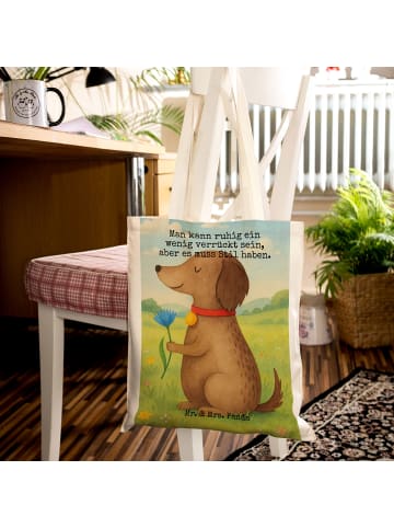 Mr. & Mrs. Panda Tragetasche Hund Blume Design mit Spruch in Weiß