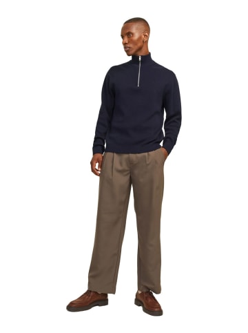 Jack & Jones Pullover JPRBLAMILANO STITCH KNIT HALF ZIP in Blau
