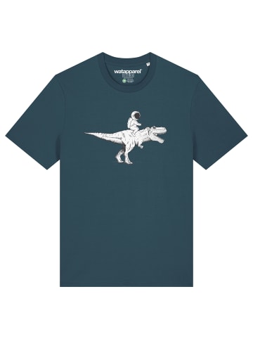 wat? Apparel T-Shirt Astronaut on T-Rex in Petrol