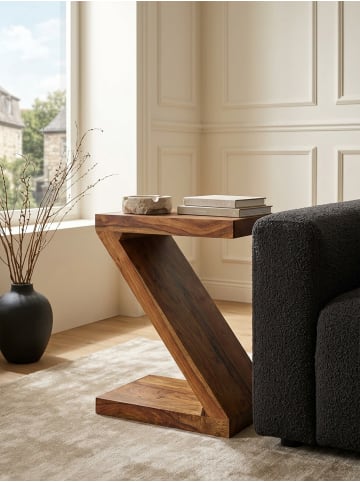 KADIMA DESIGN Beistelltisch Z-Cube | Sheesham Massivholz, 59cm, Landhaus, Braun in Braun