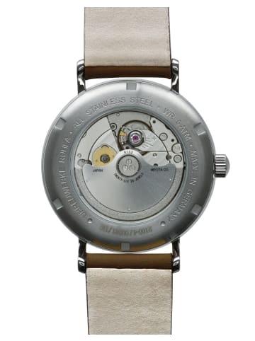 Bauhaus Armbanduhr Automatik 2160 mit Gangreserveanzeige und Lederarmband in dunkelgrün