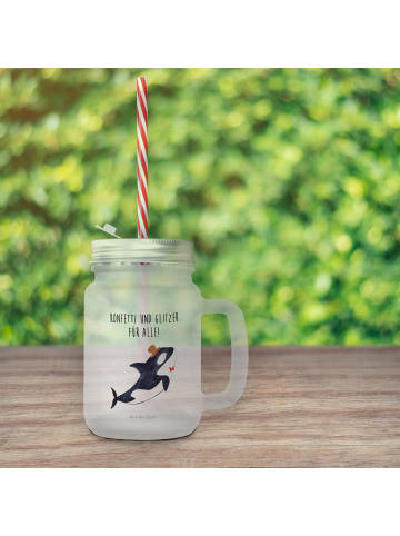 Mr. & Mrs. Panda Limonadenglas Orca Zylinder mit Spruch in Transparent