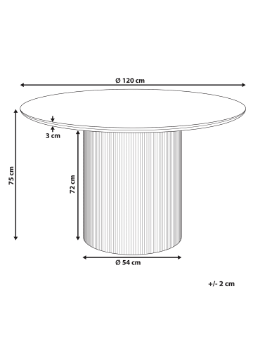 Beliani Esszimmertisch NEWELL in Beige - (W) 120 x (H) 75 x (L) 120 cm