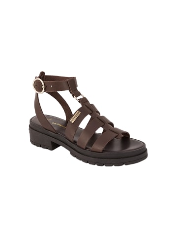 Les Tropéziennes par M Belarbi Flache Sandalen aus Tobosued-Leder Braun