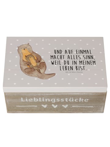 Mr. & Mrs. Panda Erinnerungskiste Otter Kind mit Spruch in Grau Pastell