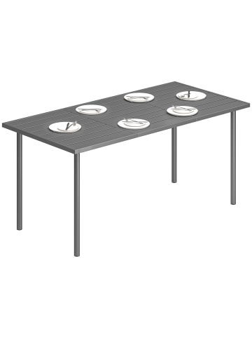 Outsunny Gartentisch,165L x 80B x 74H cm,Dunkelgrau