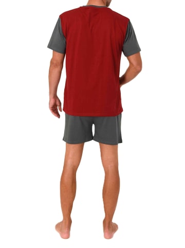 NORMANN Schlafanzug kurzarm Shorty Frontprint in rot1