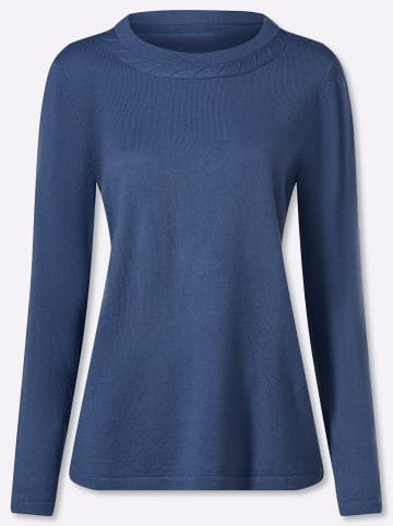 Sieh an! Langarm-Pullover in jeansblau