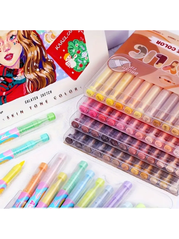 ARTNANAS Acrylmarker Set 12 Farben Beige Serie mit weicher Pinselspitze