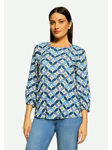 CARTOON Blusenshirt mit Schnürung in Blau/Grün