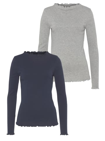 FLASHLIGHTS Langarmshirt in marine, grau melange