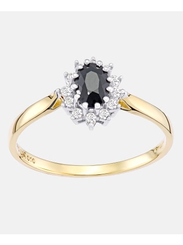 Diamant L'éternel Cluster-Ring aus 375 Gelbgold mit Diamant mit Saphir