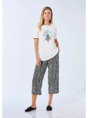 GOLDNER Kurzgröße:  Jerseyshirt mit überschnittenen Schultern in weiß / bunt / gemustert