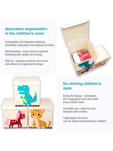 Intirilife Aufbewahrungsbox mit Deckel Kinder kompatibel mit Kallax Regalen in Dinosaurier