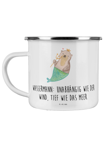 Mr. & Mrs. Panda Camping Emaille Tasse Wassermann Astrologie mit... in Weiß