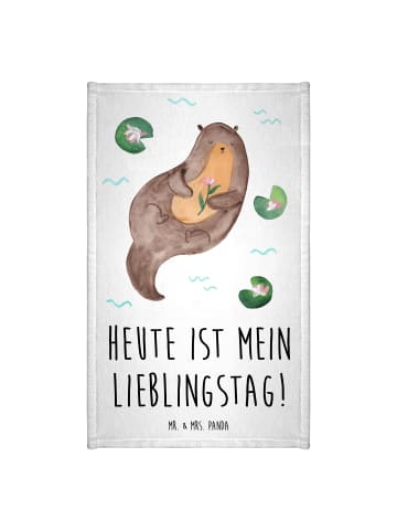 Mr. & Mrs. Panda Frotteetuch Otter Seerose mit Spruch in Weiß