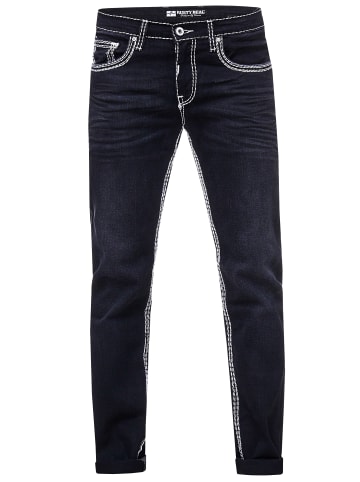 Rusty Neal Jeans Hose "LEVIN" in Black Used mit Weißer Kontrastnaht in Schwarz