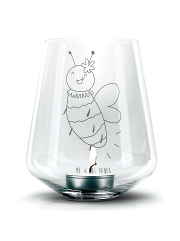 Mr. & Mrs. Panda Windlicht Biene Blume ohne Spruch in Transparent