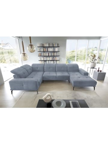 MF Design Nevido Recamiere Links in Blau -  (L) 201 x (B) 350 x (H) 77 cm