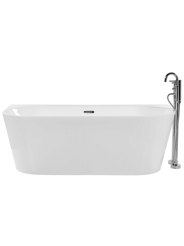 Beliani Badewanne HARVEY in Weiß/Silber - (W) 80 x (H) 59 x (L) 170 cm