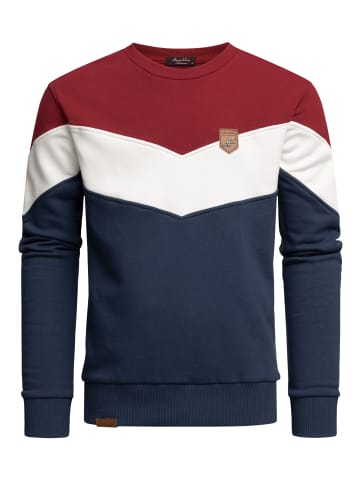 Amaci&Sons Sweatshirt mit Rundhalsausschnitt PALMDALE in Bordeaux/Weiß/Blau