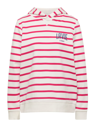 Cecil Striped Hoody mit Brustdruck in Beetroot Pink