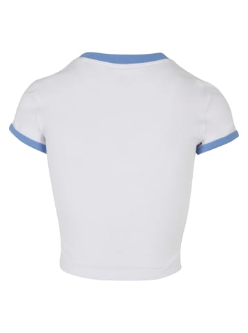 Urban Classics Urban Classics Damen Ladies Stretch Jersey Cropped Tee in white/horizonblue