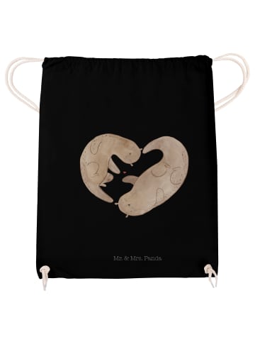 Mr. & Mrs. Panda Stofftasche Otter Herz ohne Spruch in Schwarz